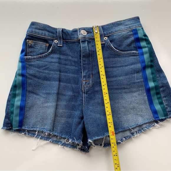 Hudson Sade Cut Off Jean Shorts 25 Blue Striped - Picture 9 of 11